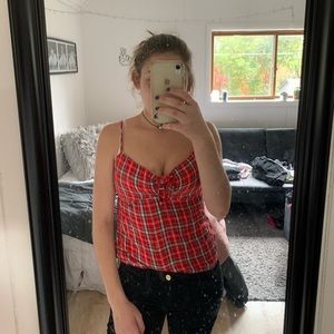 No Boundaries Plaid tank top